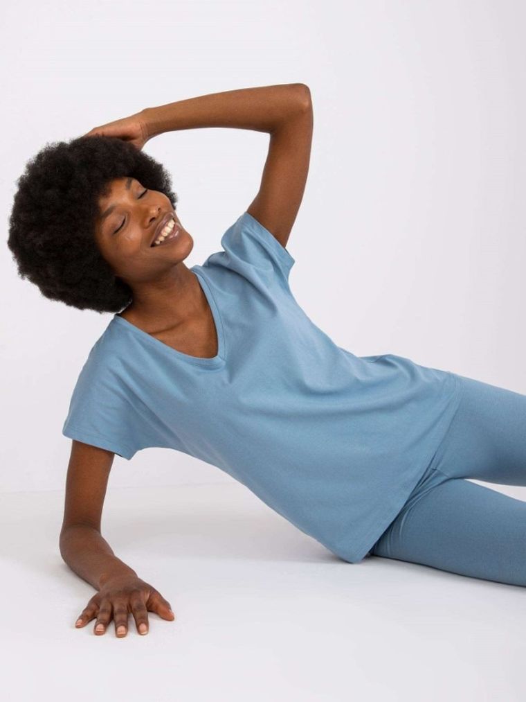 T-shirt damski, niebieski, Basic Feel Good