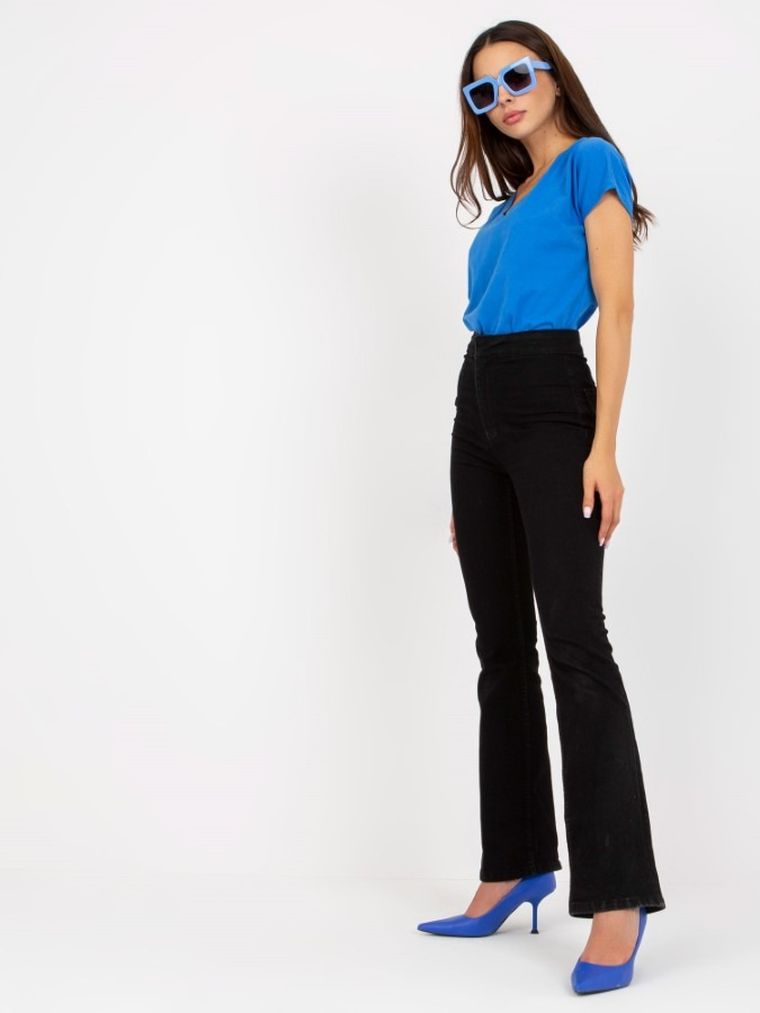 T-shirt damski, niebieski, Basic Feel Good