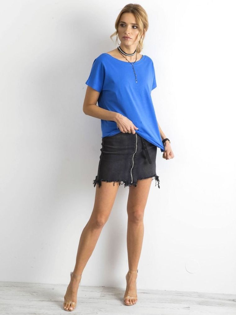 T-shirt damski, niebieski, Basic Feel Good