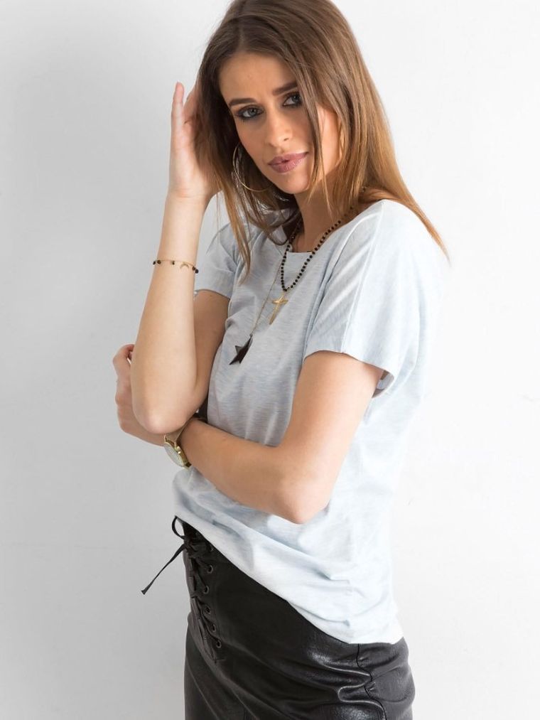 T-shirt damski, niebieski, Basic Feel Good