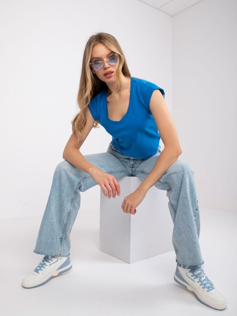 T-shirt damski, niebieski, Rue Paris