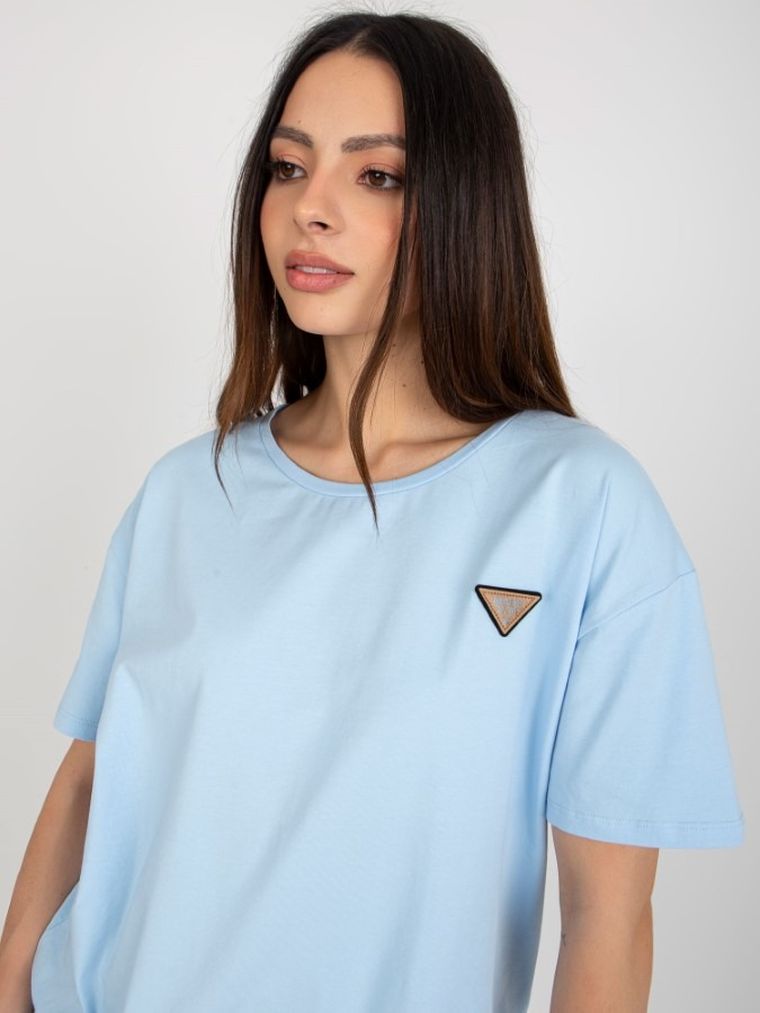 T-shirt damski, oversize, niebieski, Relevance