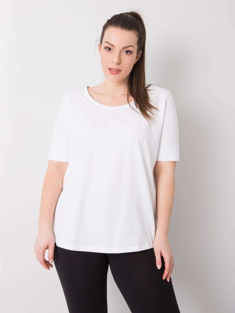 T-shirt damski, plus size, biały, Basic Feel Good