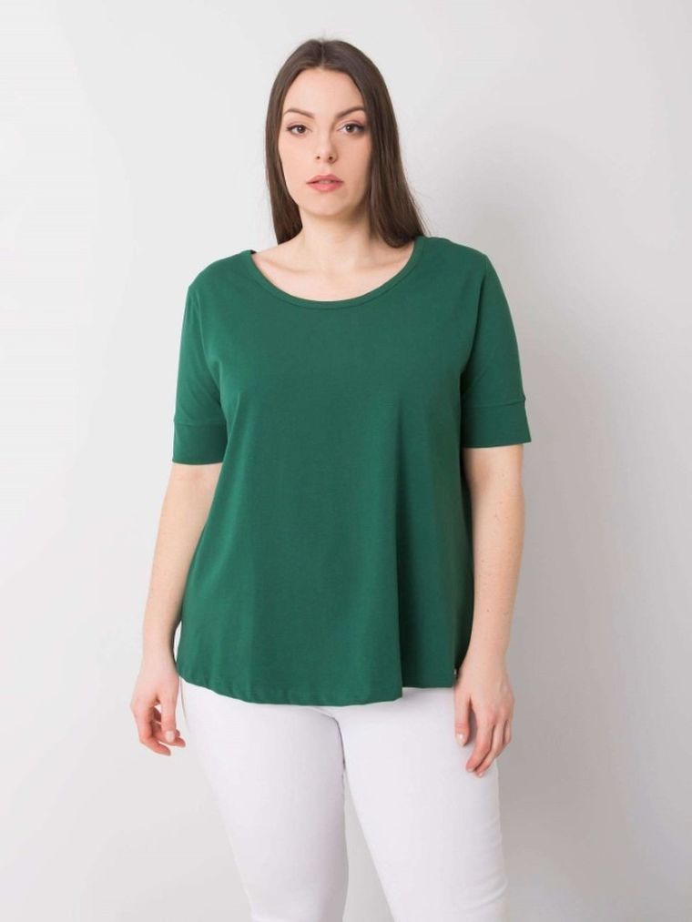 T-shirt damski, plus size, zielony, Basic Feel Good
