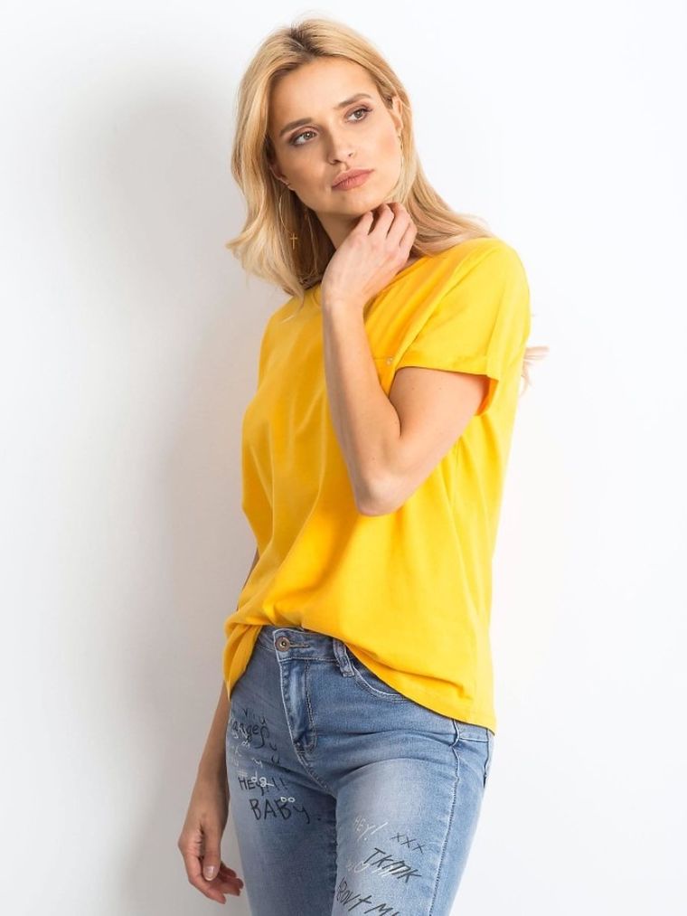 T-shirt damski, pomarańczowy, Basic Feel Good