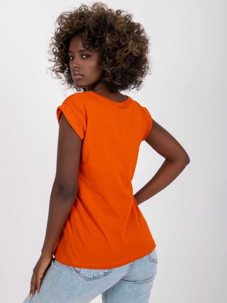 T-shirt damski, pomarańczowy, Basic Feel Good