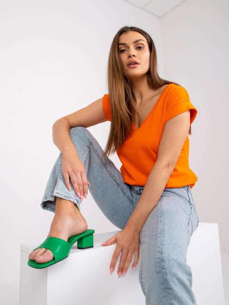 T-shirt damski, pomarańczowy, Rue Paris