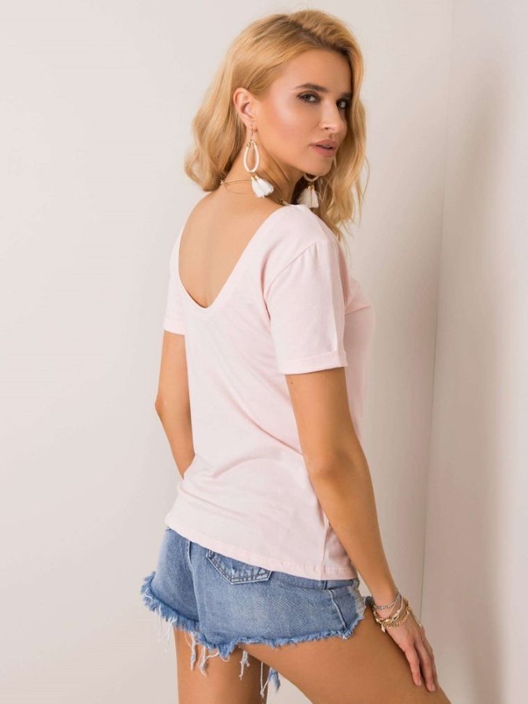 T-shirt damski, różowy, Basic Feel Good