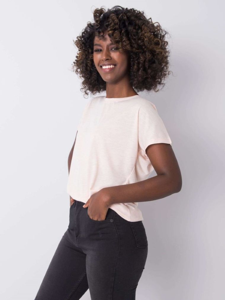 T-shirt damski, różowy, Basic Feel Good