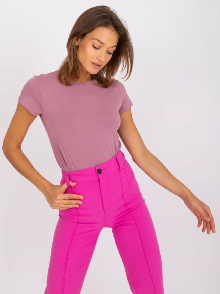 T-shirt damski, różowy, Basic Feel Good