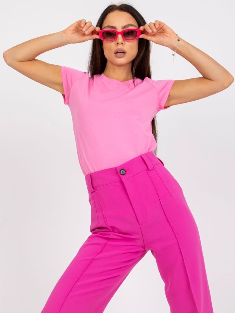 T-shirt damski, różowy, Basic Feel Good