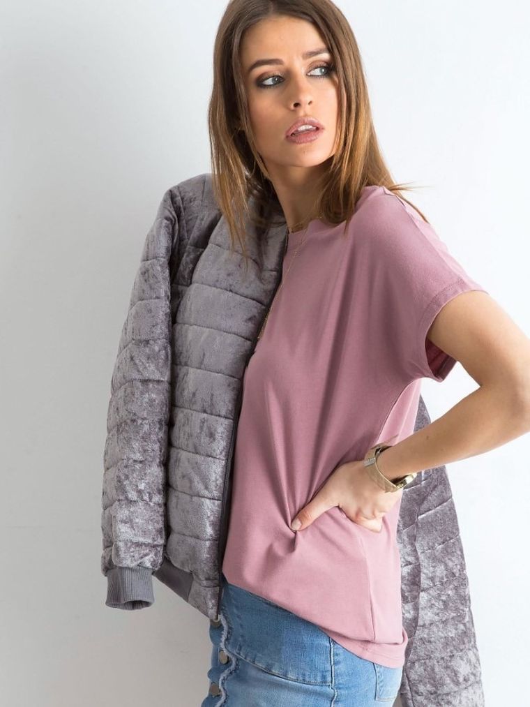 T-shirt damski, różowy, Basic Feel Good