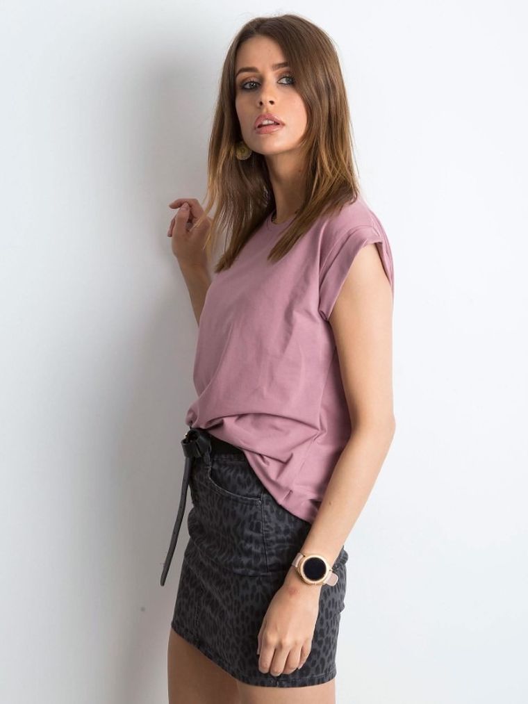 T-shirt damski, różowy, Basic Feel Good