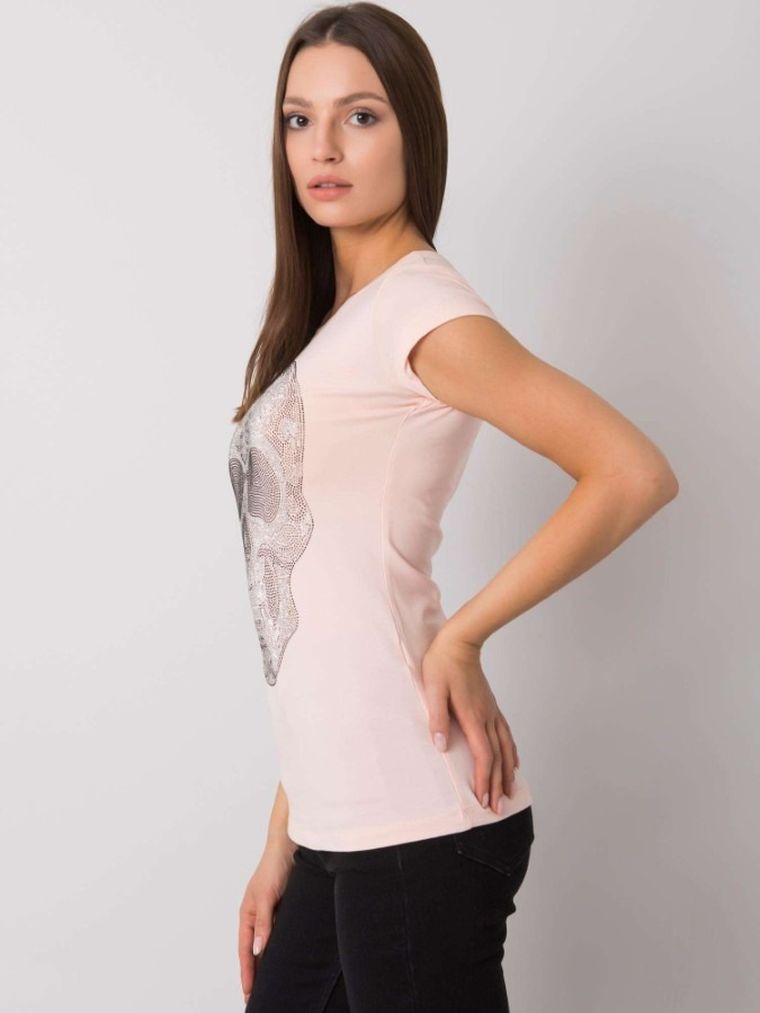 T-shirt damski, różowy, Ex Moda