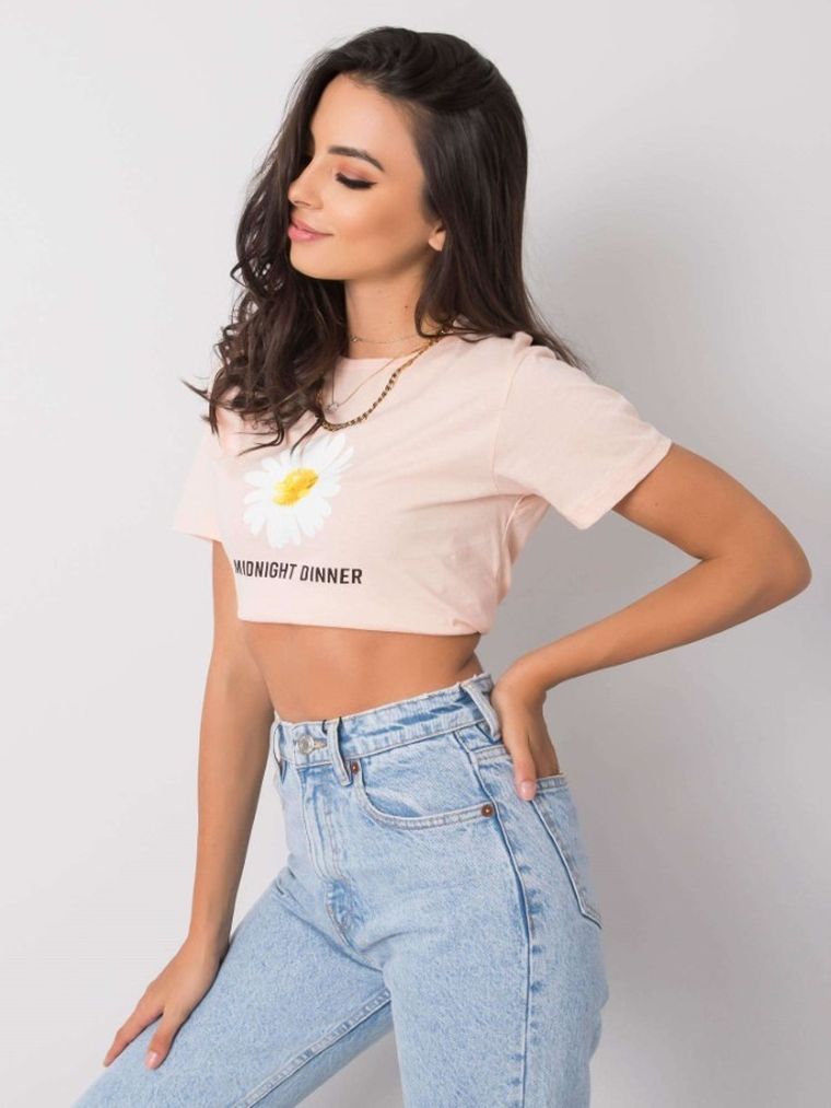 T-shirt damski, różowy, Pepper & Mint