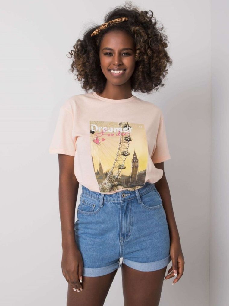 T-shirt damski, różowy, Pepper & Mint