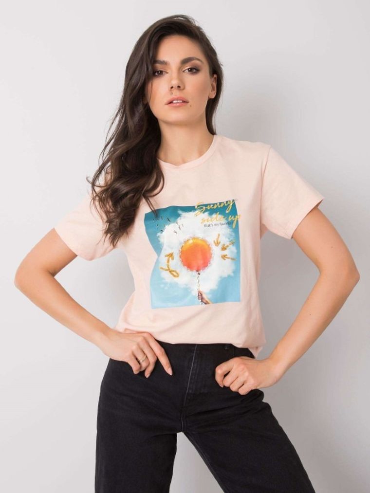 T-shirt damski, różowy, Pepper & Mint