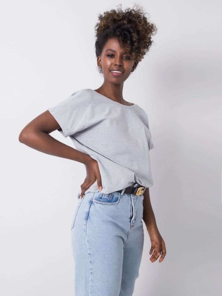 T-shirt damski, szary, Basic Feel Good