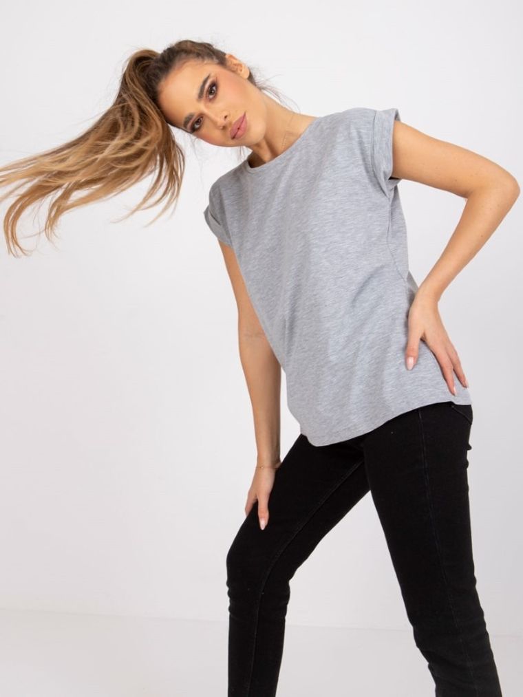 T-shirt damski, szary, Basic Feel Good