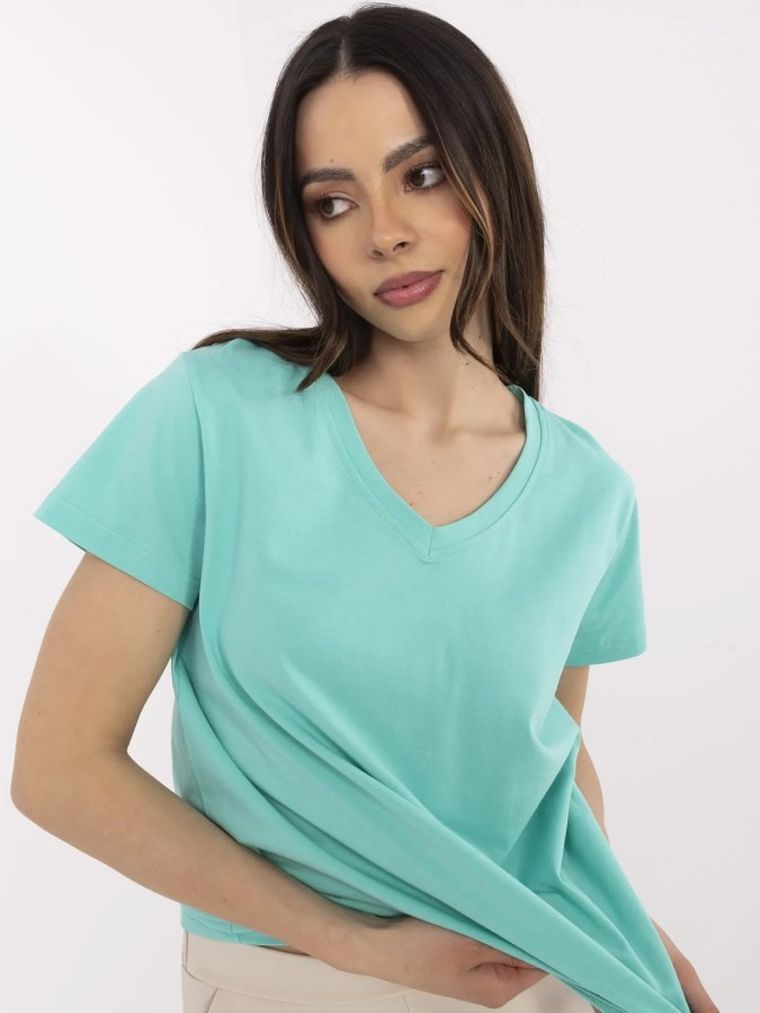 T-shirt damski, turkusowy, Basic Feel Good