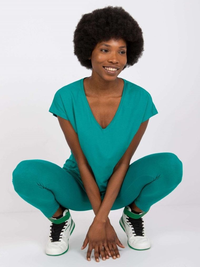 T-shirt damski, zielony, Basic Feel Good