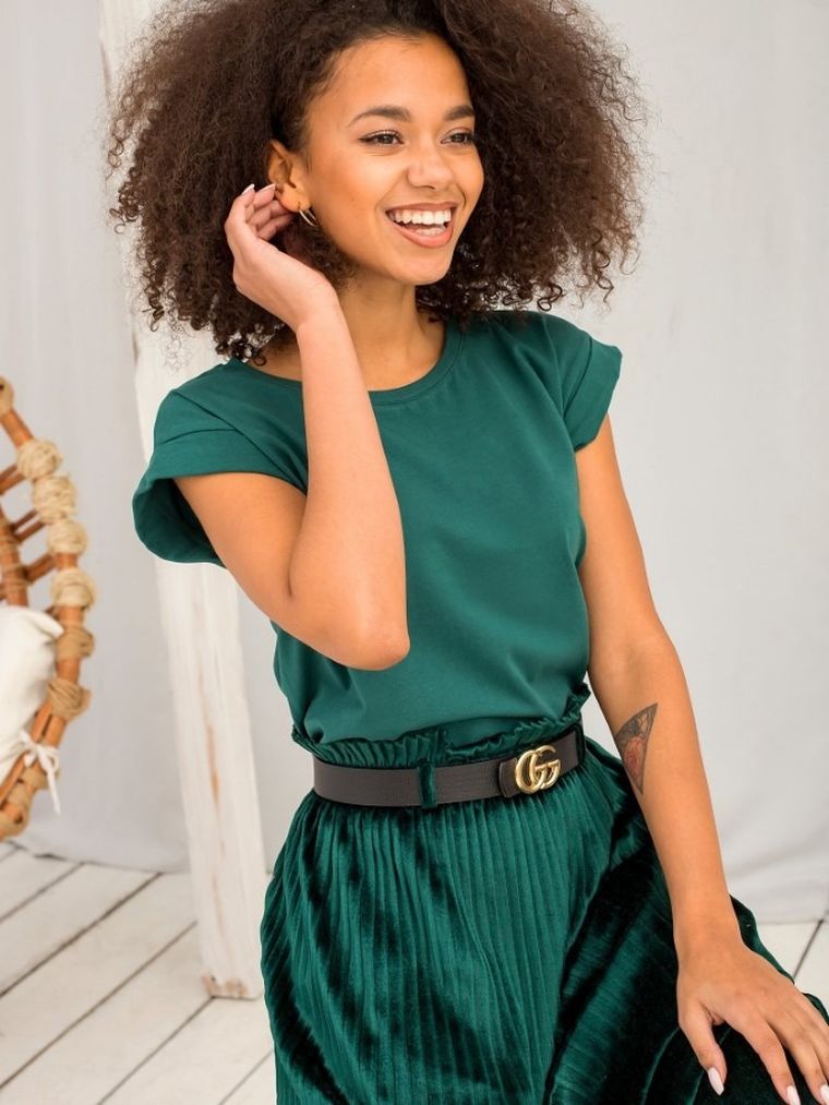 T-shirt damski, zielony, Basic Feel Good