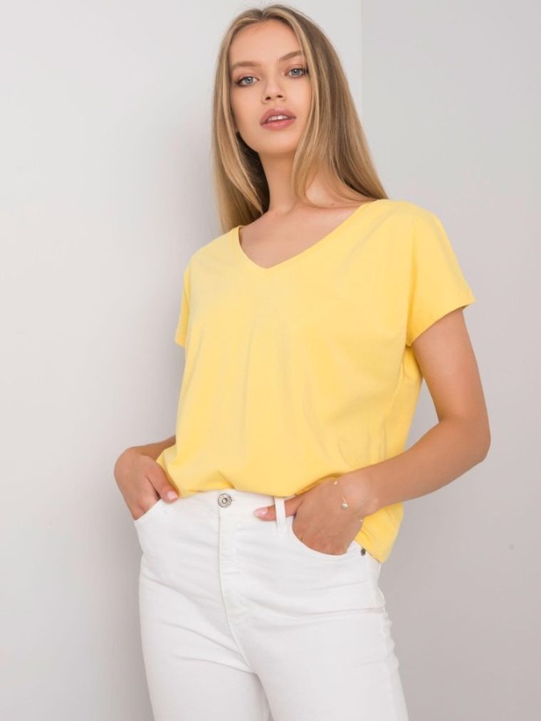 T-shirt damski, żółty, Basic Feel Good