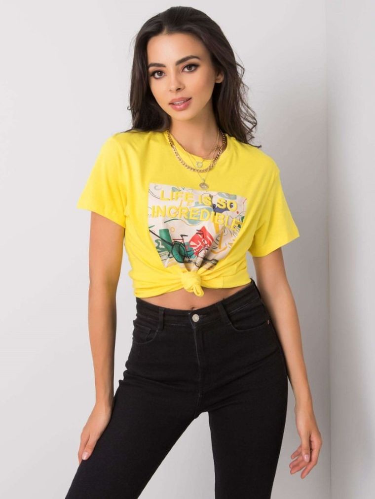 T-shirt damski, żółty, Pepper & Mint