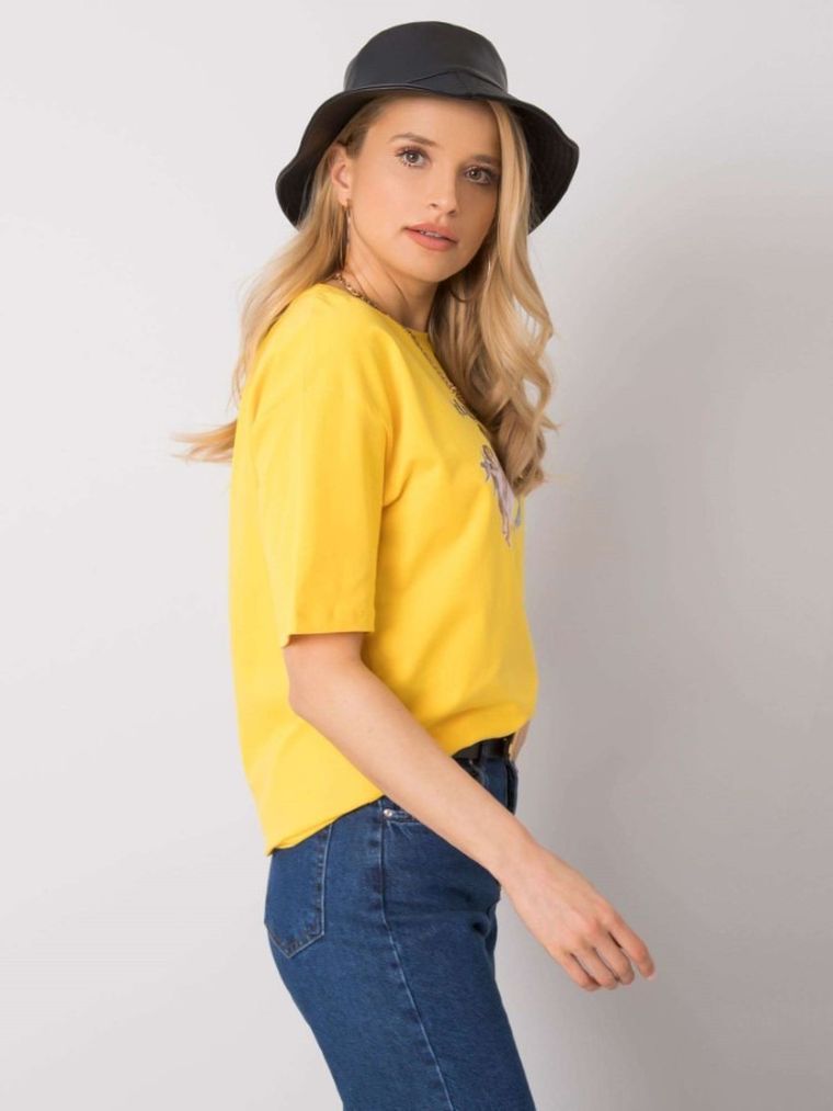 T-shirt damski, żółty, Rue Paris