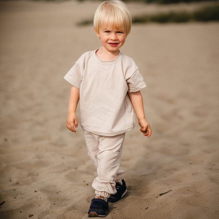 T-shirt dziecięcy, beżowy, Eevi