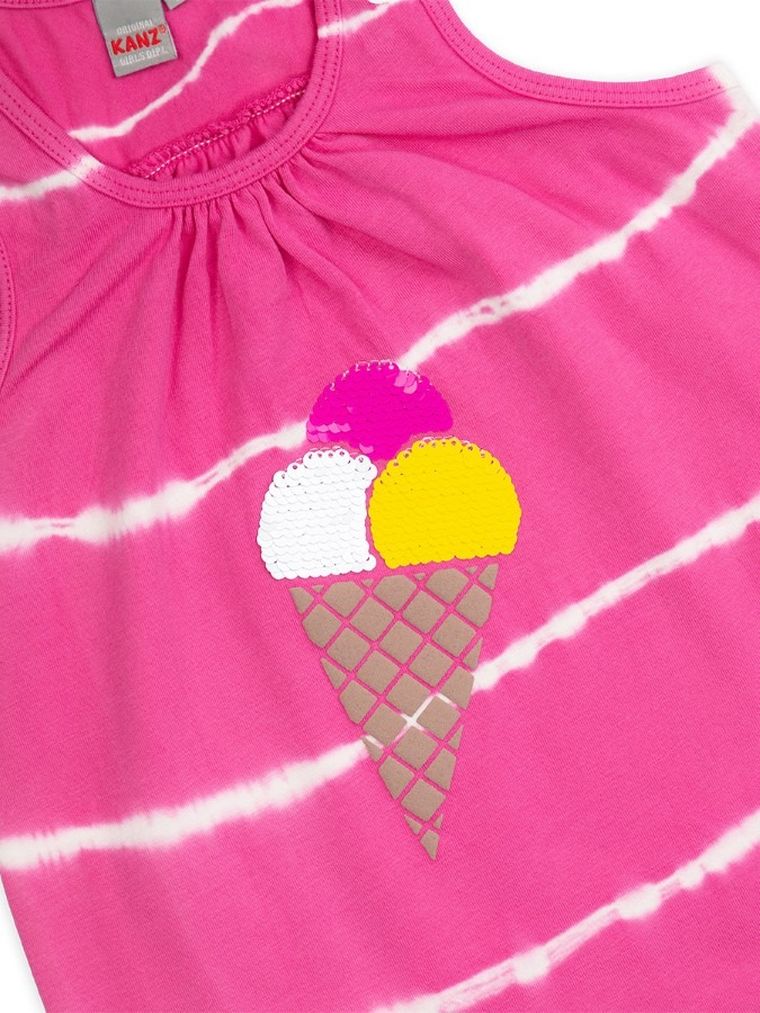 T-shirt dziewczęcy bez rękawów, różowy, Kanz