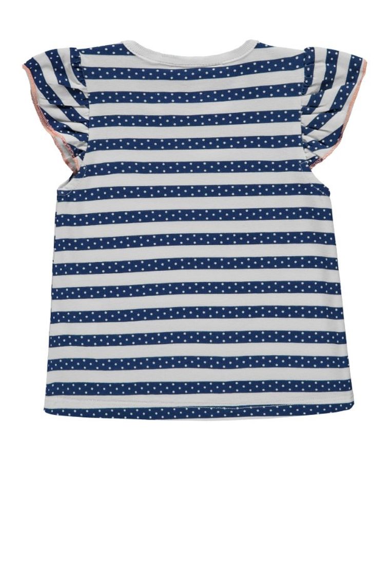 T-shirt dziewczęcy, biało-granatowy, Kanz