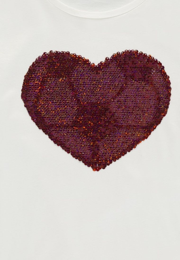 T-shirt dziewczęcy, biały, dwustronne cekiny, Tom Tailor