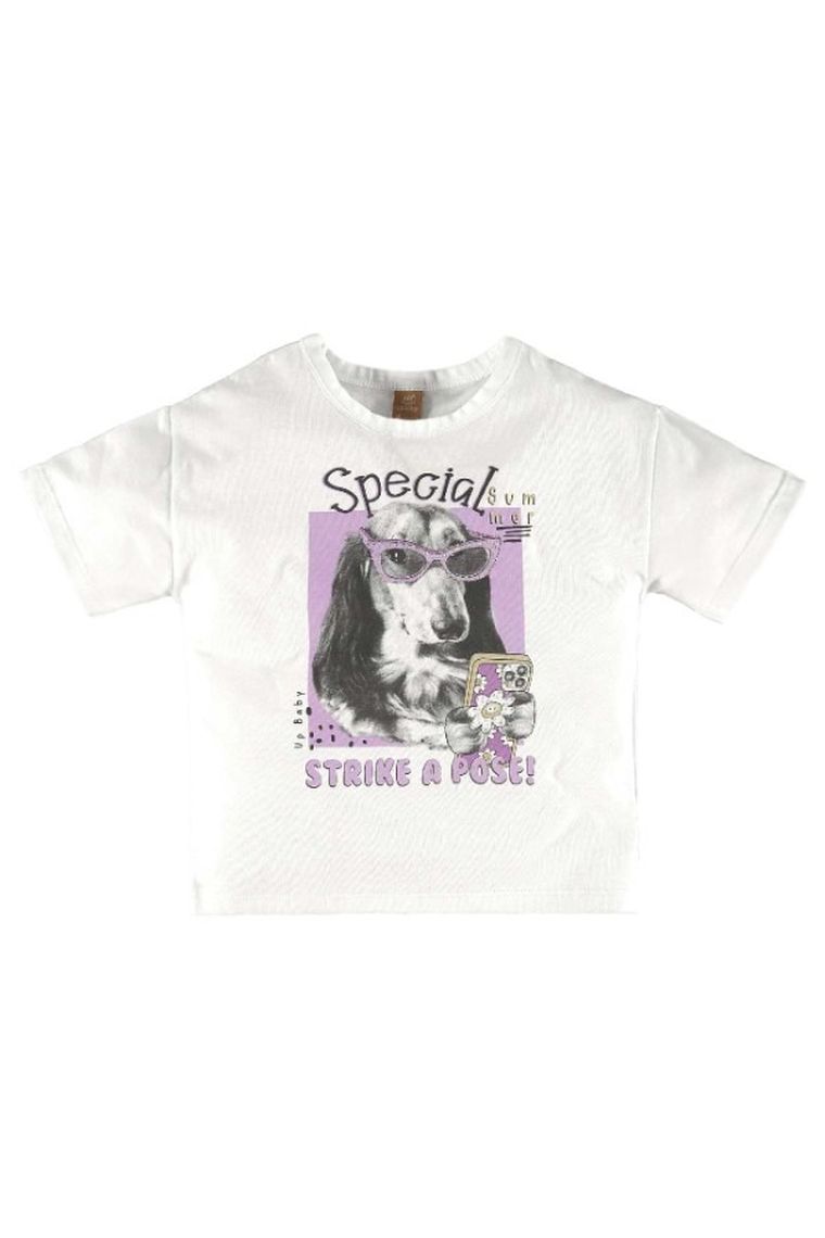 T-shirt dziewczęcy, biały, Up Baby