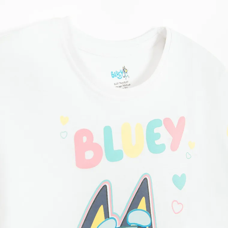 T-shirt dziewczęcy, crop top, biały, Bluey, Licence Brand