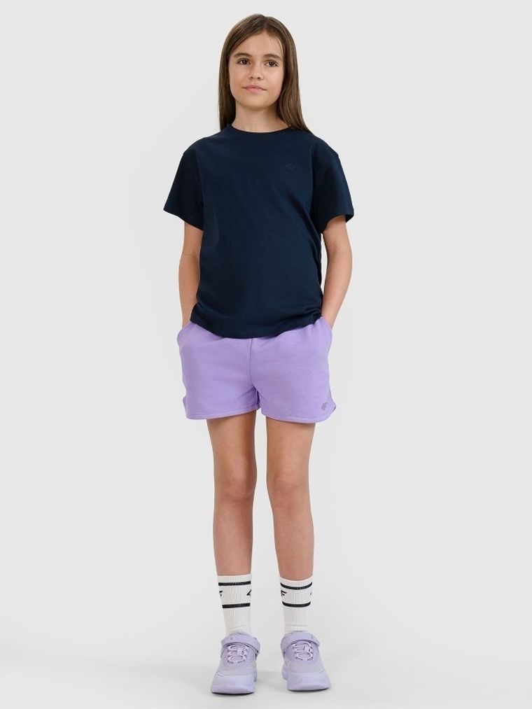 T-shirt dziewczęcy, granatowy, 4F
