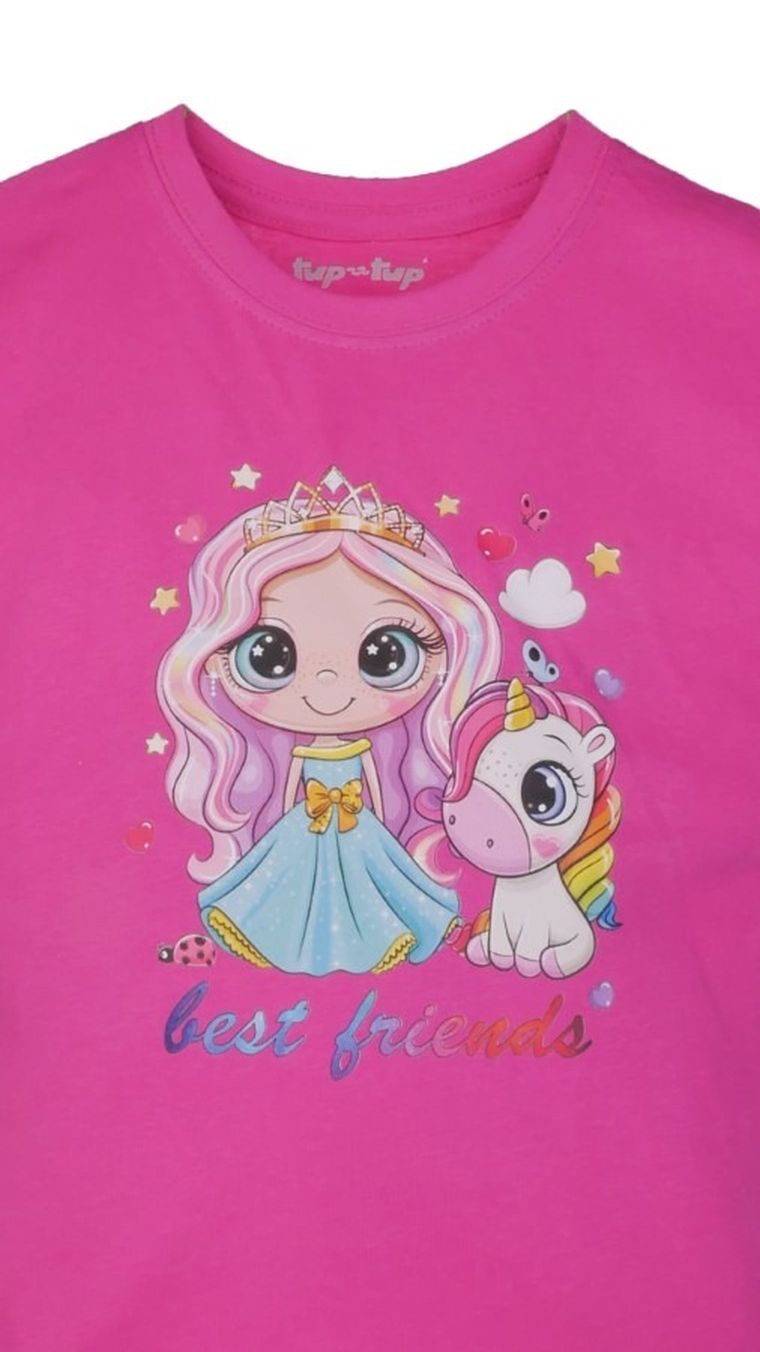 T-shirt dziewczęcy, różowy, Tup Tup