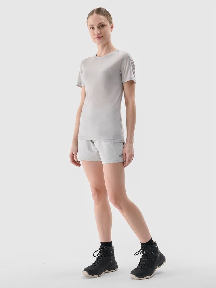 T-shirt funkcjonalny damski z wełną, szary, 4F