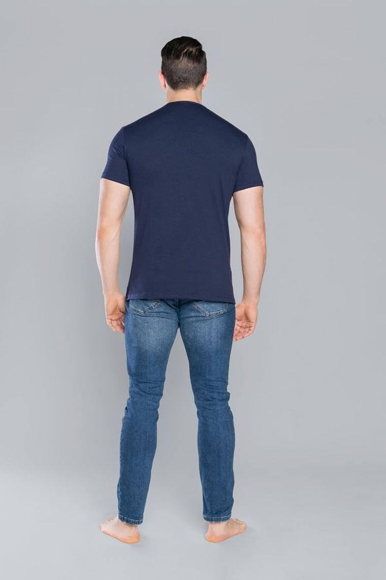 T-shirt męski, granatowy, Ikar, Italian Fashion