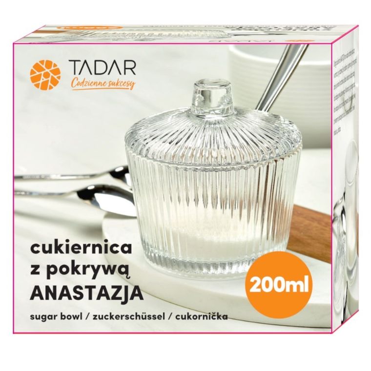 Tadar, Anastazja, szklana cukiernica z pokrywką, 200 ml, color box