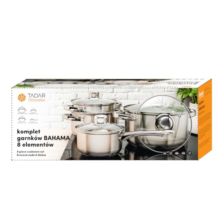 Tadar, Bahama, zestaw garnków ze stali nierdzewnej, 8 elementów