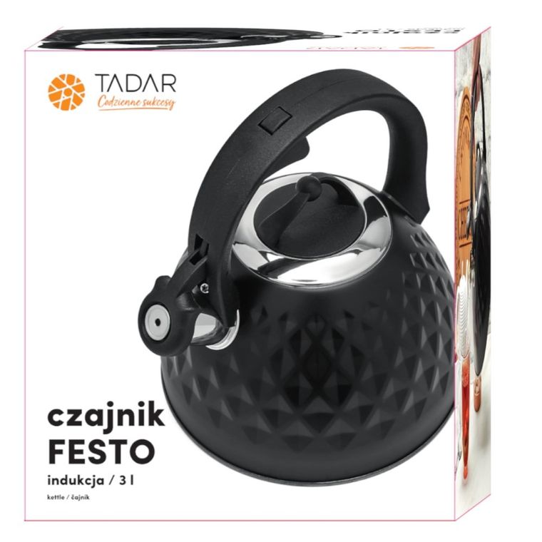 Tadar, czajnik Festo, 3l indukcja, czarny mat