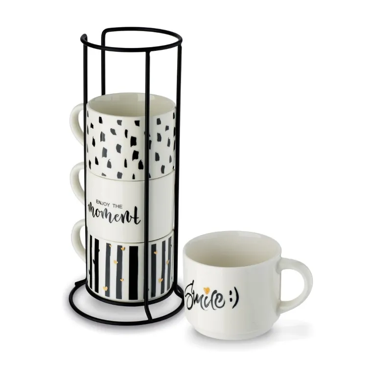 Tadar, Decor, komplet kubków na stojaku, 300 ml, 4 szt.