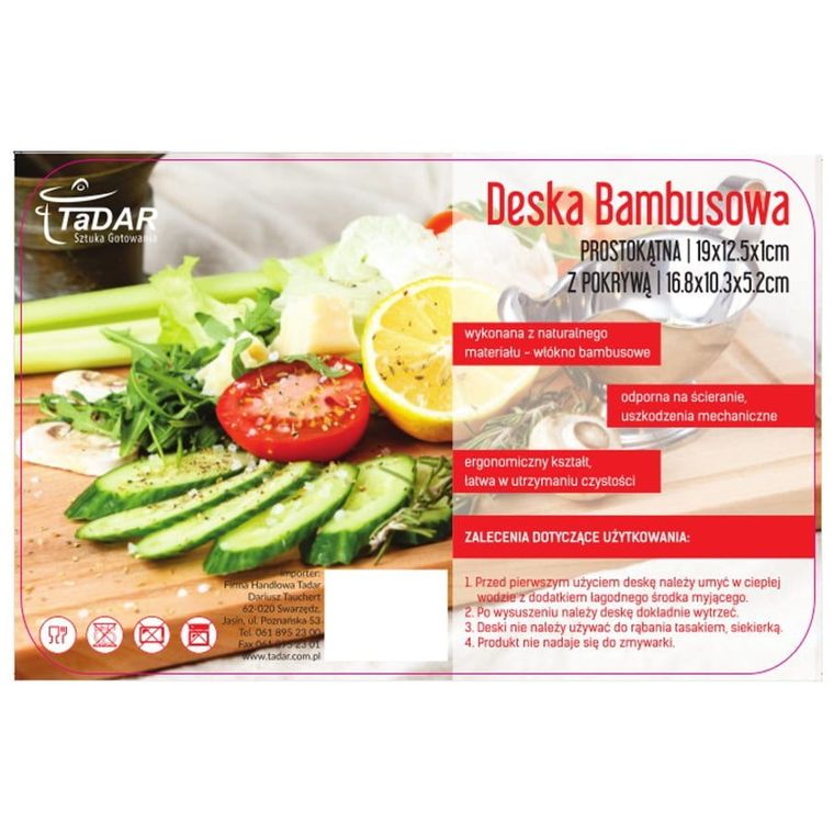 Tadar, deska do krojenia z kloszem, bambusowa
