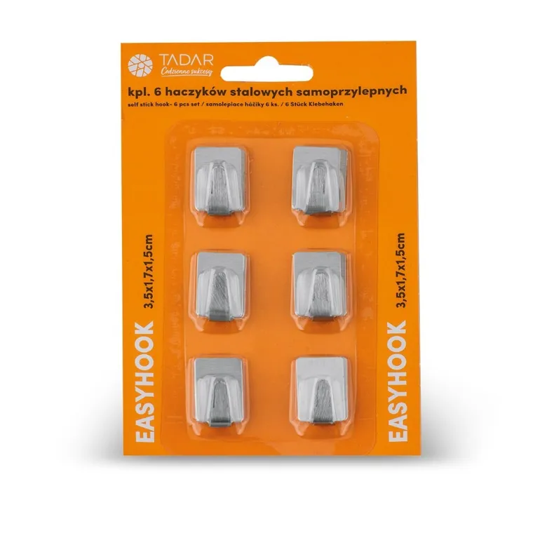 Tadar, Easyhook, haczyki stalowe, samoprzylepne, W6924, 6 szt.