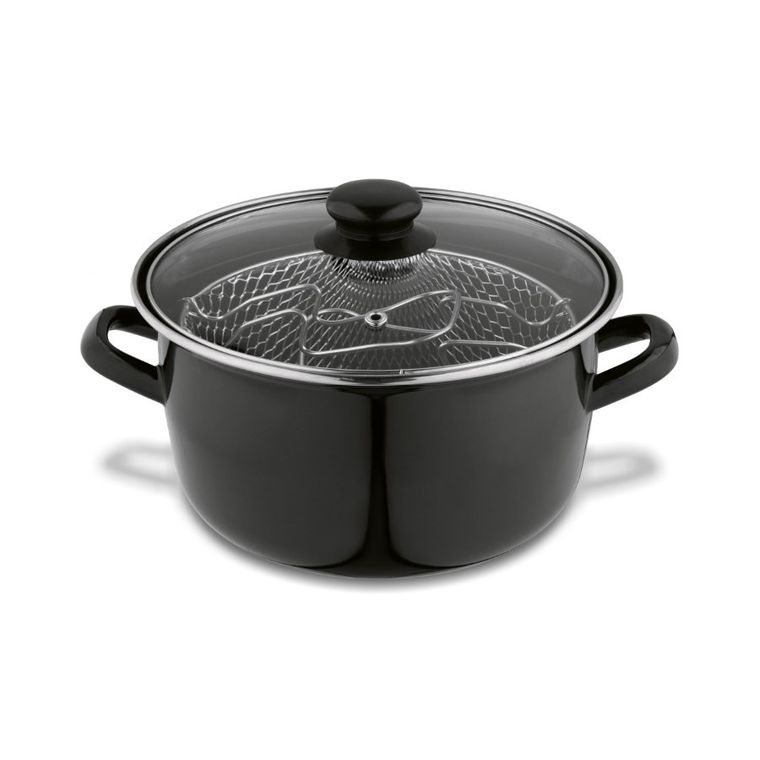 Tadar, emaliowany garnek do frytek z sitkiem, 22 cm