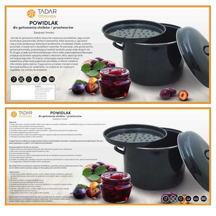 Tadar, garnek emaliowany do powideł i dżemów 30 cm, 15.0l