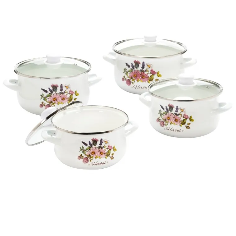 Tadar, Herbal, zestaw garnków emaliowanych, 8 elementów