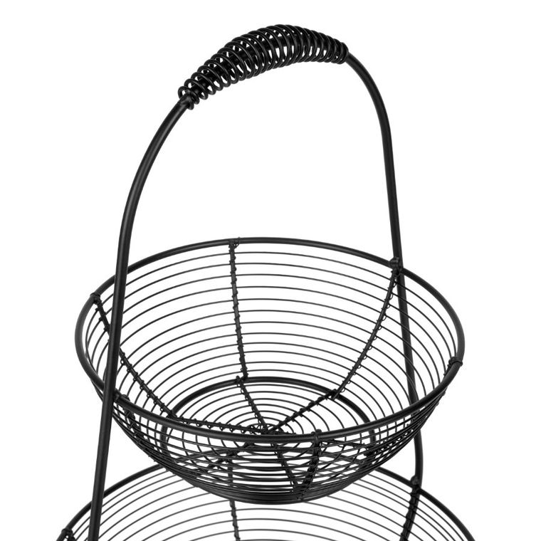 Tadar, Hiro, koszyk na owoce dwupoziomowy, czarny, 28-26,5-43 cm