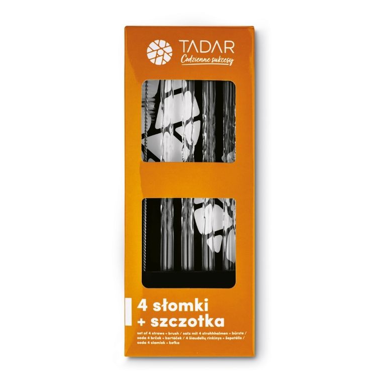 Tadar, komplet 4 słomek, spiral + szczotka do czyszczenia słomek